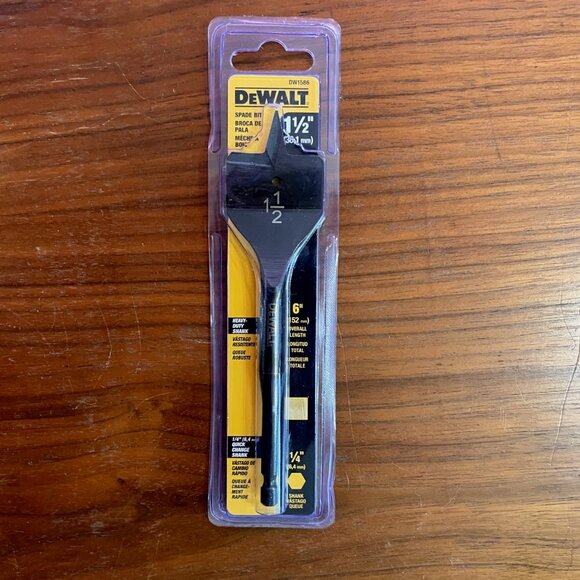 NWT Dewalt DW1586, 1-1/2" X 6" Long Spade Bit 1/4” Heavy Duty Shank DW1586 - Picture 1 of 6